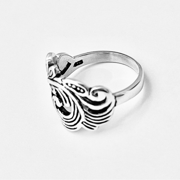 Sterling Silver Swirly Leaf Ring, Statement Ring, Tree Rings, Swirl Tree Leaves - Picture 11 of 14